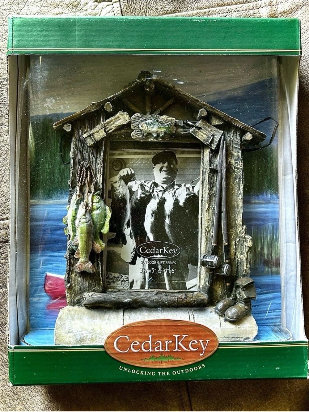 Cedar Key Picture Frame Fishing Cabin 4x6 or 3.5x5 Resin Tabletop/Hanging